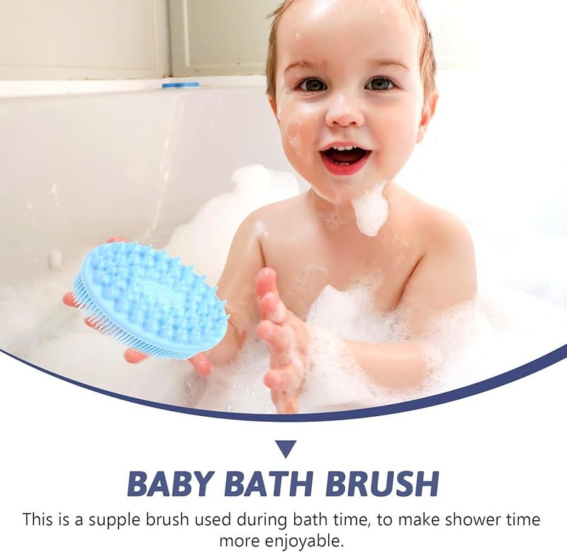 Blue Silicone Bath Scrubber Double Sided Body Brush With Hanging Rope For Sensitive Skin - Image 5
